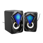 Hoco DS30 Ηχεία Υπολογιστή 2.0 με RGB Φωτισμό και Ισχύ 3W σε Μαύρο Χρώμα